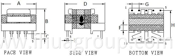 High Frequency Ee16 Dry Type Electronic Impedance Matching Audio Transformer for Solar Energy